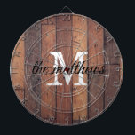 Rustic Land Farmhouse Oak Barn Monogram Darttavla<br><div class="desc">Rustic Wood Land Farmhouse Stil Oak Barn Monogram Namn Script Dart Board</div>