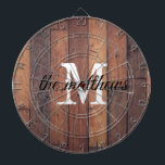 Rustic Land Farmhouse Oak Barn Monogram Darttavla<br><div class="desc">Rustic Wood Land Farmhouse Stil Oak Barn Monogram Namn Script Dart Board</div>
