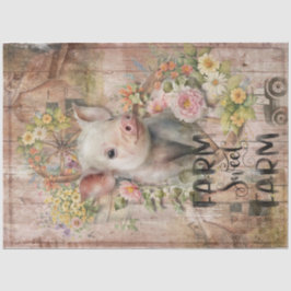 Rustic Land Farmhouse Vår Piglet Decoupage