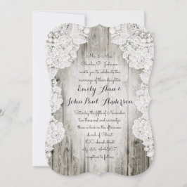 Rustic Land Faux Snöre Barn Wood Bröllop Inbjudningar