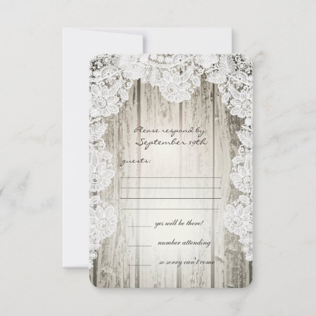 Rustic Land Faux Snöre Barn Wood Bröllop OSA Kort (Framsida)