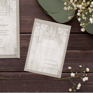 Rustic Land Faux Snöre Barn Wood Bröllop OSA Kort