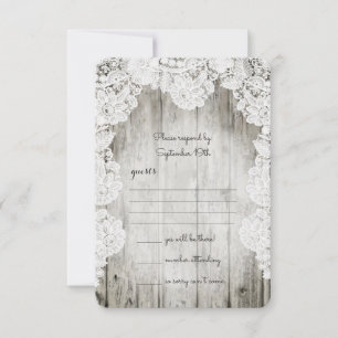 Rustic Land Faux Snöre Barn Wood Bröllop OSA Kort