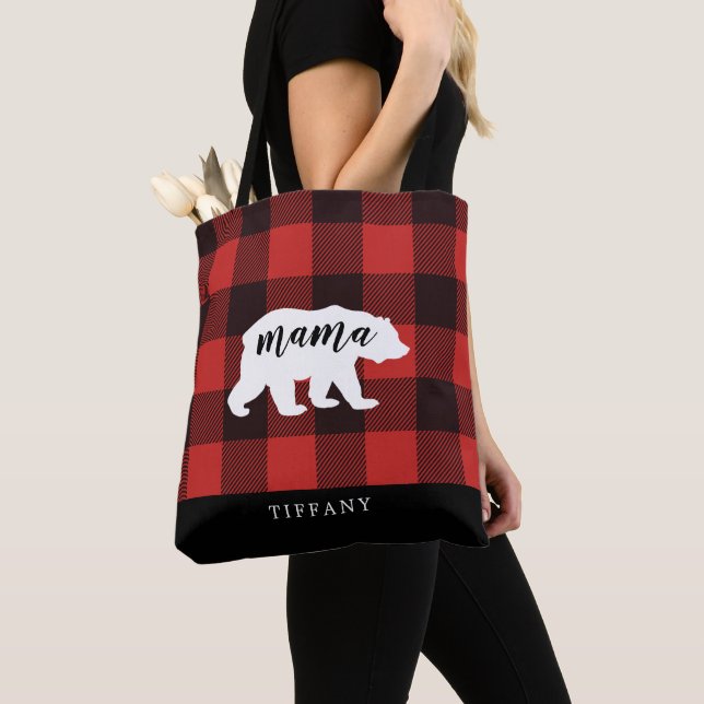 Rustic Land Flanals Mamma Bear Monogram Tygkasse (Närbild)