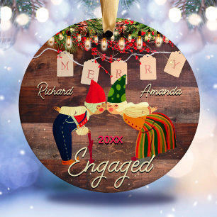 Rustic Land första jul, ett sött par Julgransprydnad Keramik