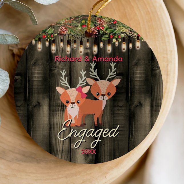 Rustic Land första julen förlovning Julgransprydnad Keramik (Skapare uppladdad)