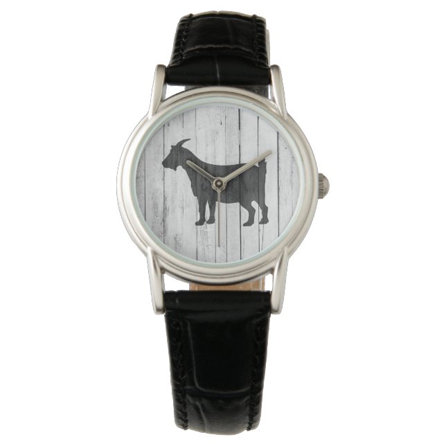 Rustic Land Goat Wood Panel Armbandsur (Framsida)