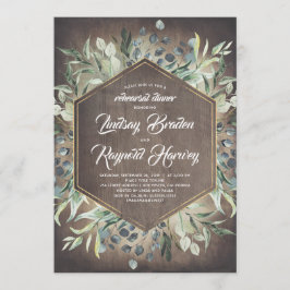 Rustic Land Greenery Barn Rehearsal Dinner Inbjudningar