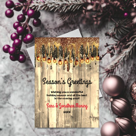 Rustic Land guld glitter droppar jul jul Julkort