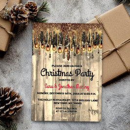 Rustic Land guld glitter droppar jul Party Inbjudningar