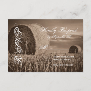 Rustic Land Hay Bale Rural Bröllop OSA Card Kort