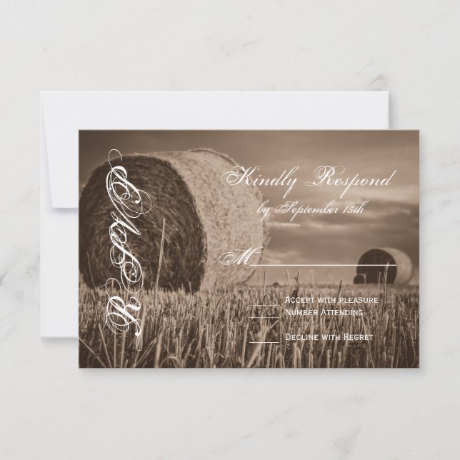 Rustic Land Hay Bale Rural Bröllop OSA Card Kort (Framsida)