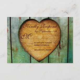 Rustic Land Heart Barn Wood Bröllop OSA Card Kort