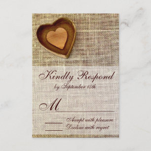Rustic Land Heart Burlap Bröllop OSA Kort