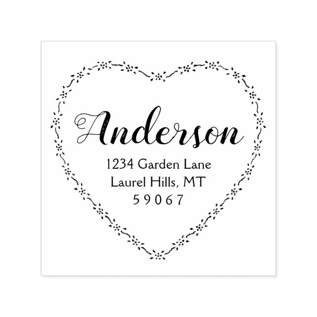 Rustic Land Heart Family Namn Returadress Självfärgande Stämpel (Design)