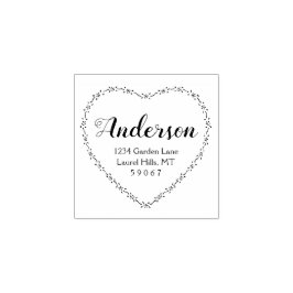 Rustic Land Heart Family Namn Returadress Stämpel