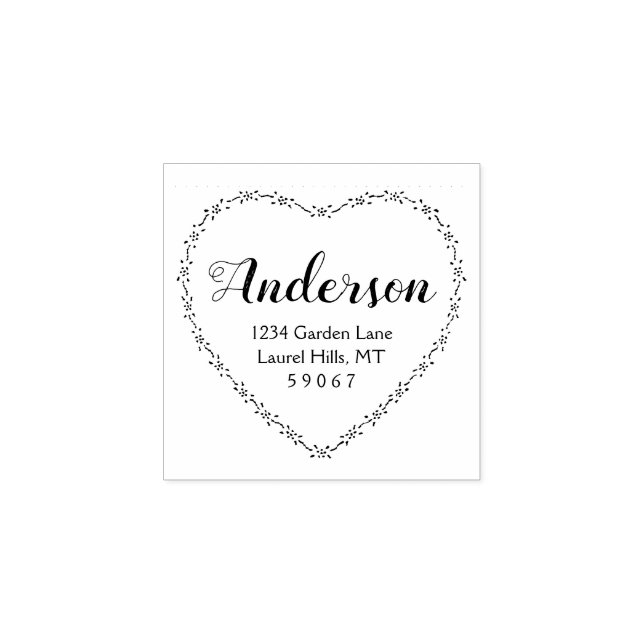 Rustic Land Heart Family Namn Returadress Stämpel (Tryck)