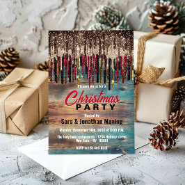 Rustic Land, Helgdag, svart glitter Inbjudningar