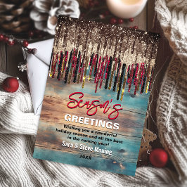 Rustic Land, Helgdag, svart glitter Julkort