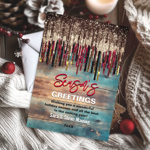 Rustic Land, Helgdag, svart glitter Julkort