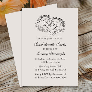 Rustic Land Horse Elegant Western Bachelorette Inbjudningar