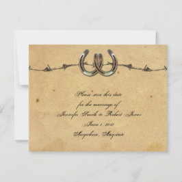 Rustic Land Horseshoe Barbed Spara datum Datumet