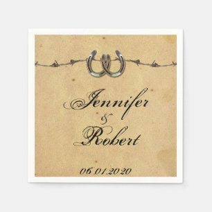 Rustic Land Horseshoes Barbed Bröllop Napkin Pappersservett