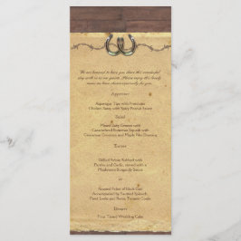 Rustic Land Horseshoes Barbed Wire Bröllop Menu Meny