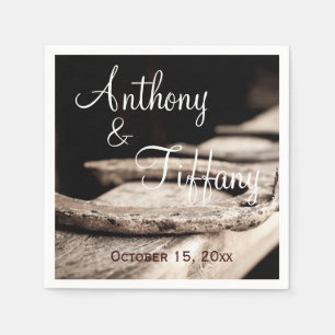 Rustic Land Horseshoes Cowboy Bröllop Napkins Pappersservett
