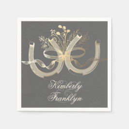 Rustic Land Horseshoes Guld och Grått Bröllop Pappersservett