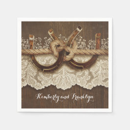 Rustic Land Horseshoes Snöre Wood Bröllop Pappersservett