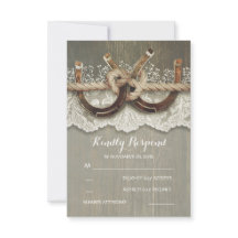 Rustic Land Horseshoes Wood Snöre Bröllop OSA