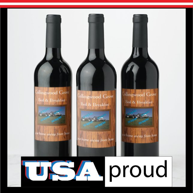 Rustic Land Inn 🤎 Mysigt Bed and Breakfast Vinflaska Etikett (Skapare uppladdad)