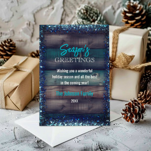 Rustic Land jul, Helgdag blå glitter Julkort