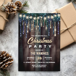 Rustic Land jul Helgdag Blue glitter dropp Inbjudningar