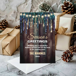 Rustic Land jul Helgdag Blue glitter dropp Julkort