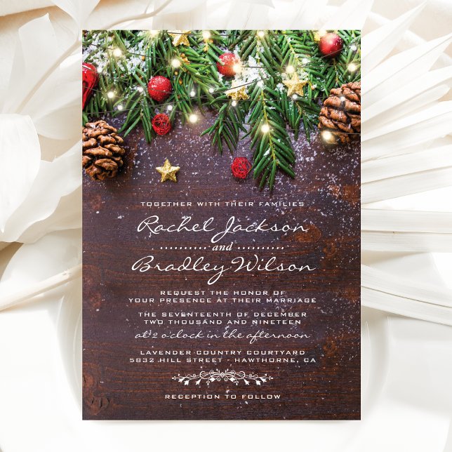 Rustic Land jul Helgdag Winter Wedding Inbjudningar (Skapare uppladdad)