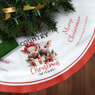 Rustic Land jul Önskemål Cute Gris Julgransmatta Borstad Polyester
