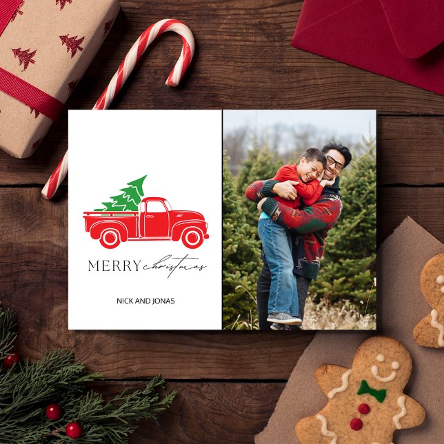 Rustic Land julfotfoto Play Julkort (Rustic Country Christmas Photo Plaid Holiday Card)
