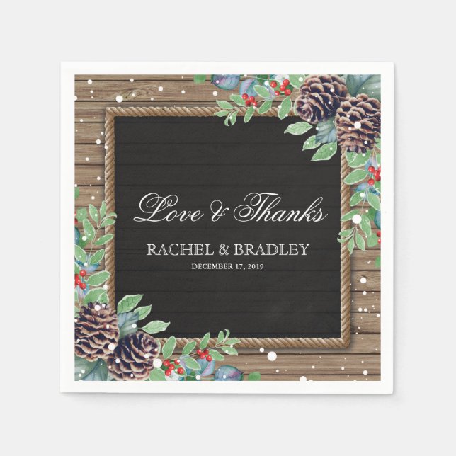 Rustic Land julvinter Wedding Pappersservett (Framsidan)