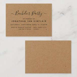 Rustic Land Kraft Bachelor Party Biljett Inbjudan