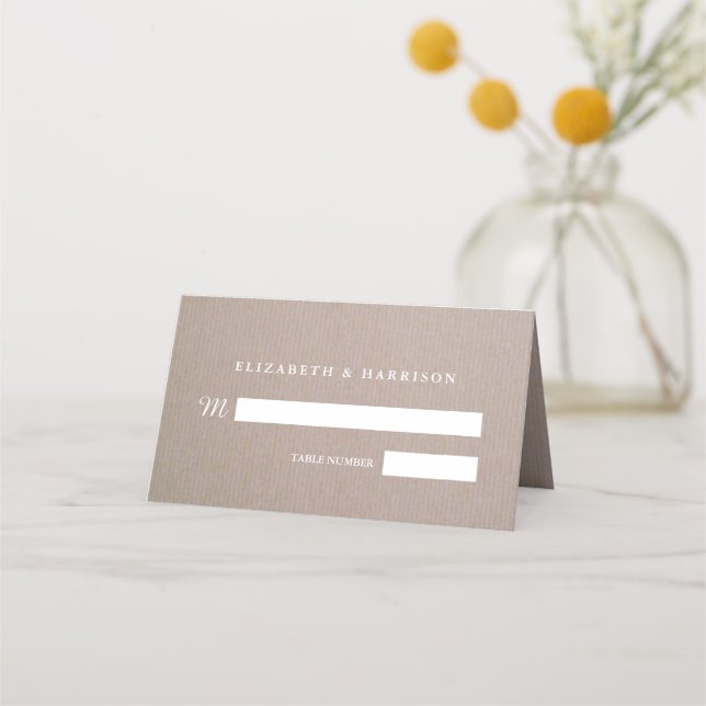 Rustic Land Kraft Bröllop Placeringskort (Framsida)