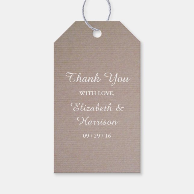 Rustic Land Kraft Bröllop Tack favor Presentetikett (Framsidan)