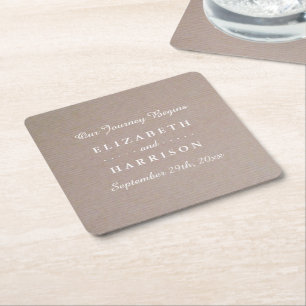 Rustic Land Kraft Bröllop Underlägg Papper Kvadrat
