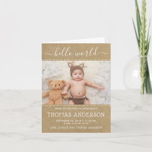 Rustic Land Kraft Foft Birth Notice Helgkort (Framsida)