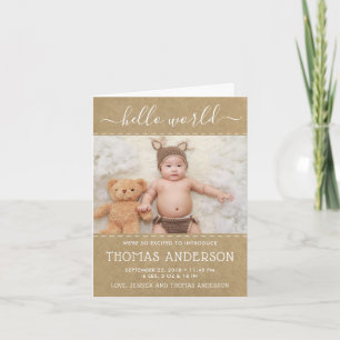 Rustic Land Kraft Foft Birth Notice Helgkort