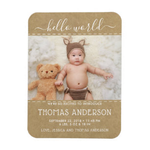 Rustic Land Kraft Foft Birth Notice Magnet