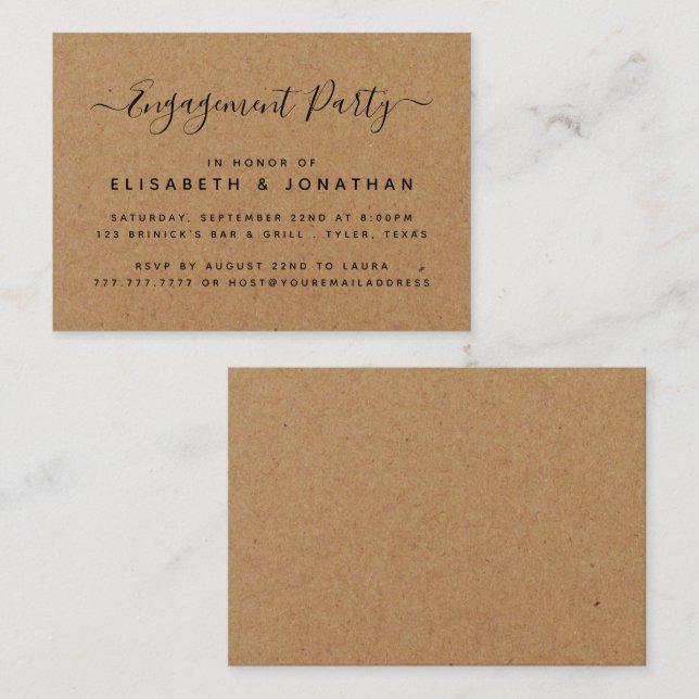 Rustic Land Kraft Förlovningsfest Biljett (Fram/baksida)