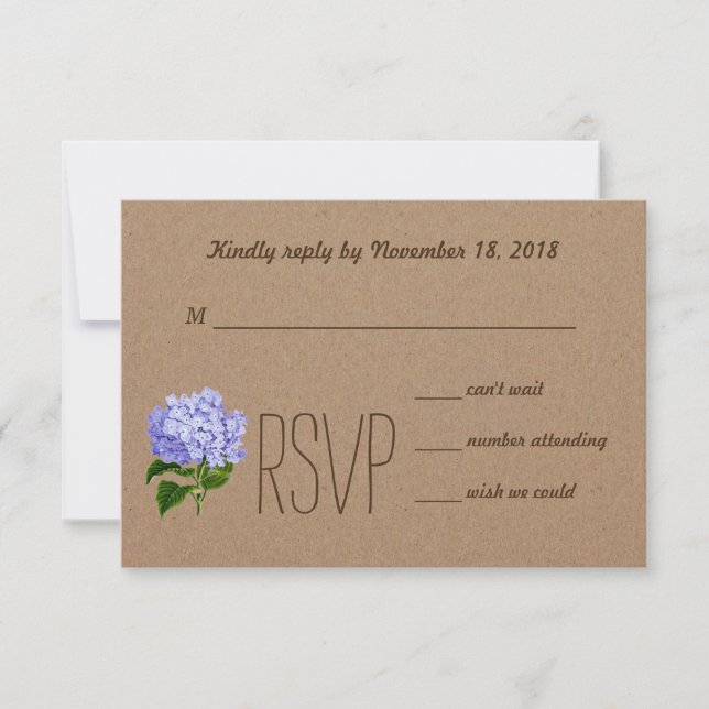 Rustic Land Kraft Papper Blue Hydrangea OSA Kort (Framsida)