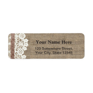 Rustic Land Laced Burlap Twine Returadress Etikett